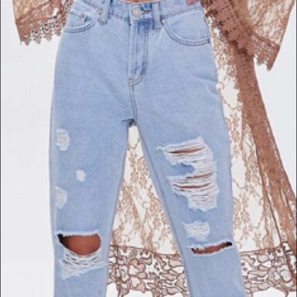 Forever 21 frayed boyfriend jeans